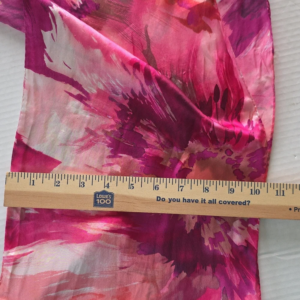 Silk Jones New York 100% Silk Floral Scarf Pink Purple Print